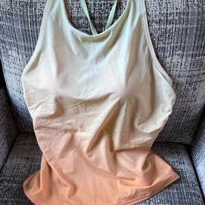 Lands' End Cream and Tan Gradient Tank Top